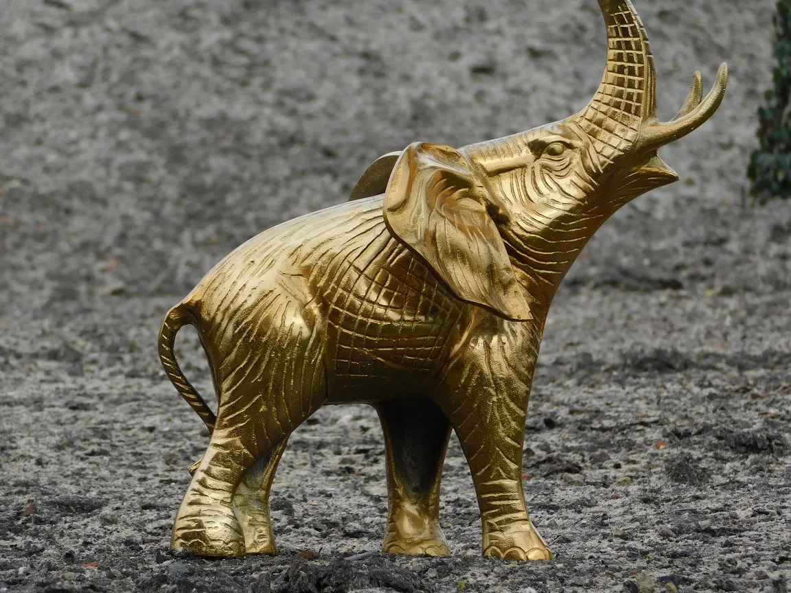 Tierstatue Aluminiumstatue Figur Gold, Elefant, /