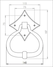 Türklopfer aus Schmiedeeisen, traditionelle Arbeit, klassischer Klopfer