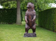 Uniek: levensgrote beer op achterpoten, brons, bronzen beeld