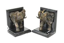 Buchstützen-Set Elefant, Bronze, einzigartig, Bronze Elefant