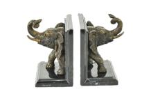 Set Boekensteunen Olifant, Brons, uniek, Bronzen olifant