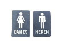 Set wc-bordjes 'Dames' & 'Heren' - van leisteen