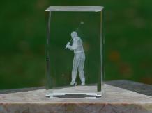 Statue eines Golfspielers, Golfstatue aus Glas, 3D, Marmorsockel