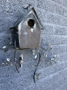 Metall Vogelhaus zum aufhängen 20 x 33cm verzinkt Nist-Kasten Gar