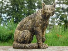 Gartenstatue Panther, hochwertiger Polystone, Leopard Gold Schwarz