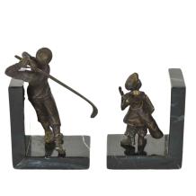 Buchstützen-Set, Golfer Bronze, Bronze Buchstütze