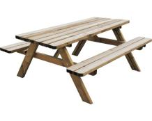 Picknick-Tisch, Holz, 6 Sitze, Gartenbank imprägniert