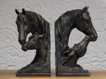 Set Boekensteunen Paard - Merrie met Veulen - Brons-look