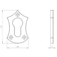 PZ-Rosette, Schmiedeeisen, Schildform, Schlossrosette antik