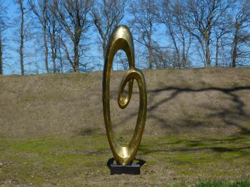 Abstrakte Kunst, kunstvolle Skulptur, auf Sockel aus Granit, Aluminium