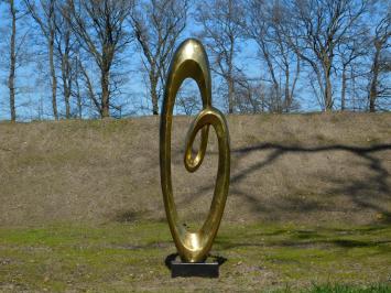 Abstrakte Kunst, kunstvolle Skulptur, auf Sockel aus Granit, Aluminium