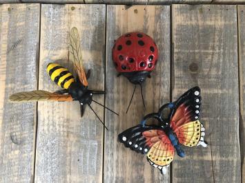 Biene, Schmetterling und Marienkäfer aus Gusseisen