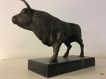 Skulptur Metall bronzefarbener großer Stier