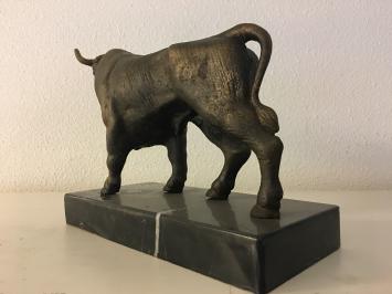 Skulptur Metall bronzefarbener großer Stier