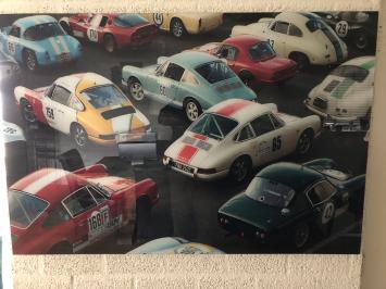 Wanddekoration Kunst auf Glas, Vollfarbe Oldtimer & Porsche