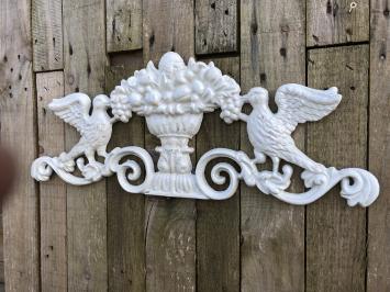 Wandornament gietijzer duif, old white-rust