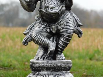 Ganesha beeld, groot, zilvergrijs met zwart, polystone, exclusief