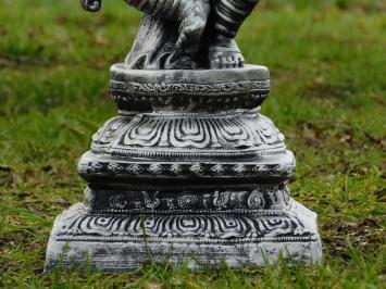 Ganesha beeld, groot, zilvergrijs met zwart, polystone, exclusief