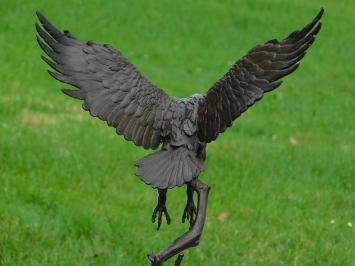 Bronzen beeld adelaar, 51 cm hoog, dierensculptuur op marmeren voet