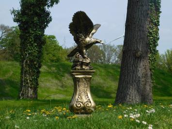 Gartenstatue Adler, goldener schwarzer Adler auf Sockel, exklusive Statue