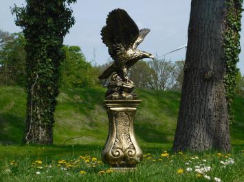 Gartenstatue Adler, goldener schwarzer Adler auf Sockel, exklusive Statue