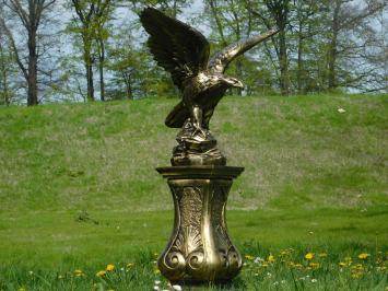 Gartenstatue Adler, goldener schwarzer Adler auf Sockel, exklusive Statue