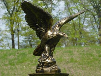 Adler-Gartenstatue, Gold/Schwarz, fliegende Adlerstatue, Polystone