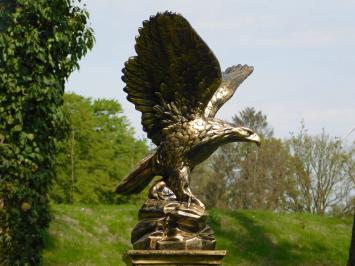 Gartenstatue Adler, goldener schwarzer Adler auf Sockel, exklusive Statue