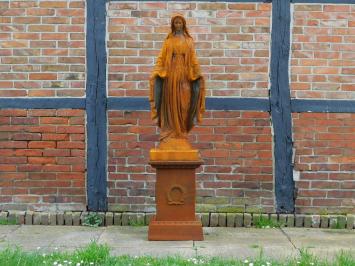 Beeld Maria op sokkel, 180 cm, gietijzer, groot kerkbeeld