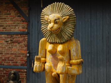 Historische Balinese tijger geel XXL - handgemaakt van hout - authentiek