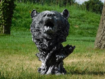 Bärenkopf aus Polystone, schönes Design, schwarz-grau