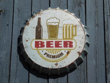 Bierdeckel, Bier Premium, Wanddekoration aus Metall, Wanddekoration