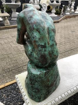 Sculptuur - verkoperd gietijzeren beeld, de denker