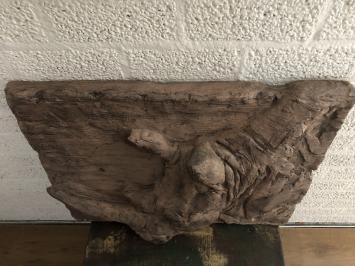 Wandornament in Holzoptik Nashornmotiv, Polystone-Holz