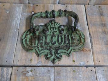 Deurklopper ''welcome'', deuraccessoires antiek, welkom