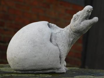 Skulptur Dino aus Ei, schöne verspielte Statue, Stein, weiß/grau