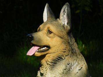 Gartenstatue Deutscher Schäferhund, Statue Hund, detailliert, Polystone