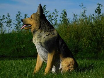 Gartenstatue Deutscher Schäferhund, Statue Hund, detailliert, Polystone