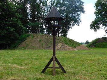 Handgefertigtes Vogelfutterhaus, auf Stange, 210 cm, Holz