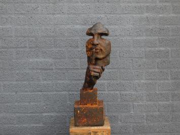 Exclusief beeld van 'de fluisteraar', polystein, sculptuur als decoratie