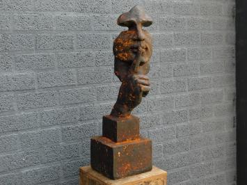 Exclusief beeld van 'de fluisteraar', polystein, sculptuur als decoratie