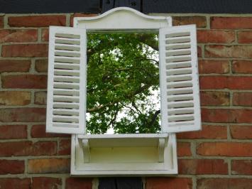 Grote houten spiegel, mooie decoratie voor binnen en buiten, old white