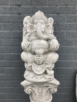 Gartenskulptur Ganesha, Stein, auf Sockel