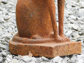 Bastet de Egyptische katten godin, sculptuur, kat figuur cast iron, als antiek