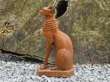 Bastet die ägyptische Katzengöttin, Skulptur, Katzenfigur aus Gusseisen, wie antik