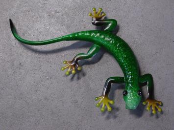 Gecko in Farbe - handbemalt - Metall - Wanddekoration