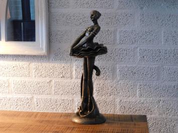 Statue einer Ballerina, Gusseisen, Bronze Look, Heimdekoration