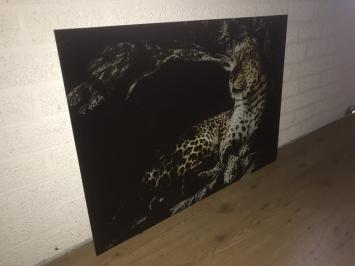 Kunst auf Glas von einem Leoparden / Panther, Wanddekoration