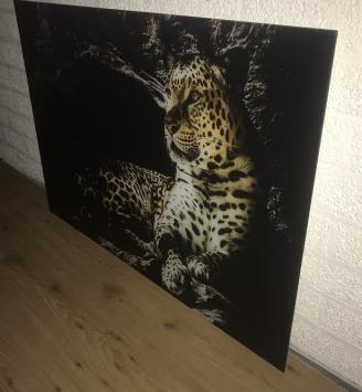 Kunst auf Glas von einem Leoparden / Panther, Wanddekoration