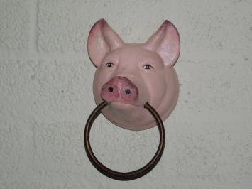 Handdoek ring 'Pig Head' - varkenskop - gietijzer